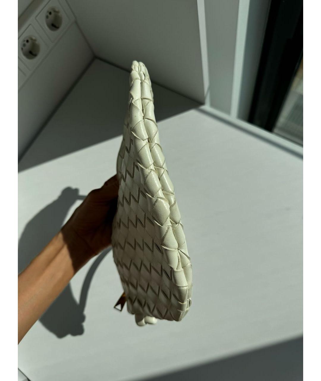BOTTEGA VENETA Белая кожаная сумка с короткими ручками, фото 8