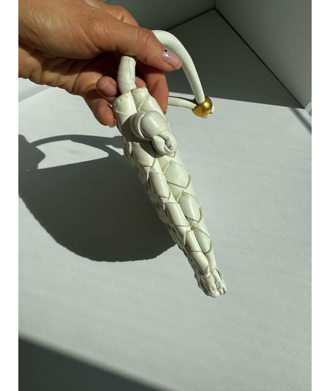 BOTTEGA VENETA Белая кожаная сумка с короткими ручками, фото 7