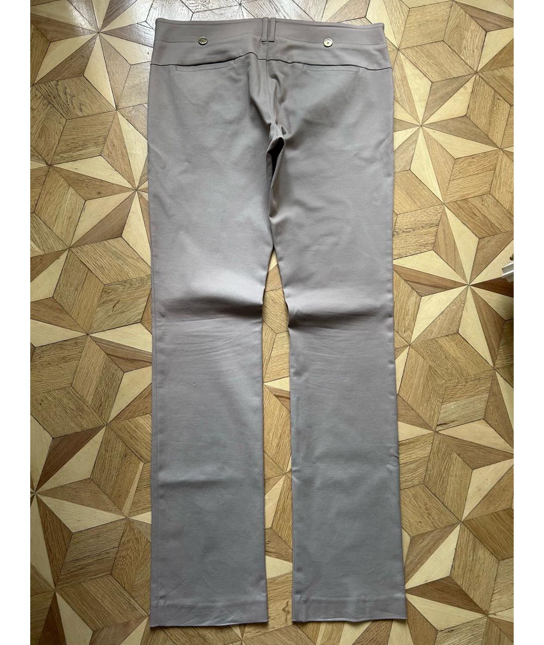 BURBERRY Бежевые хлопко-эластановые прямые брюки, фото 2