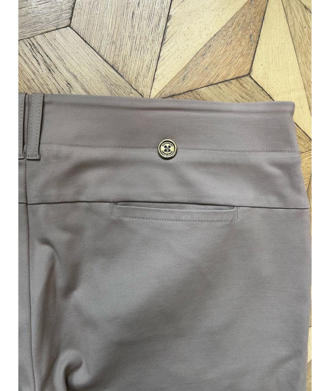 BURBERRY Бежевые хлопко-эластановые прямые брюки, фото 5