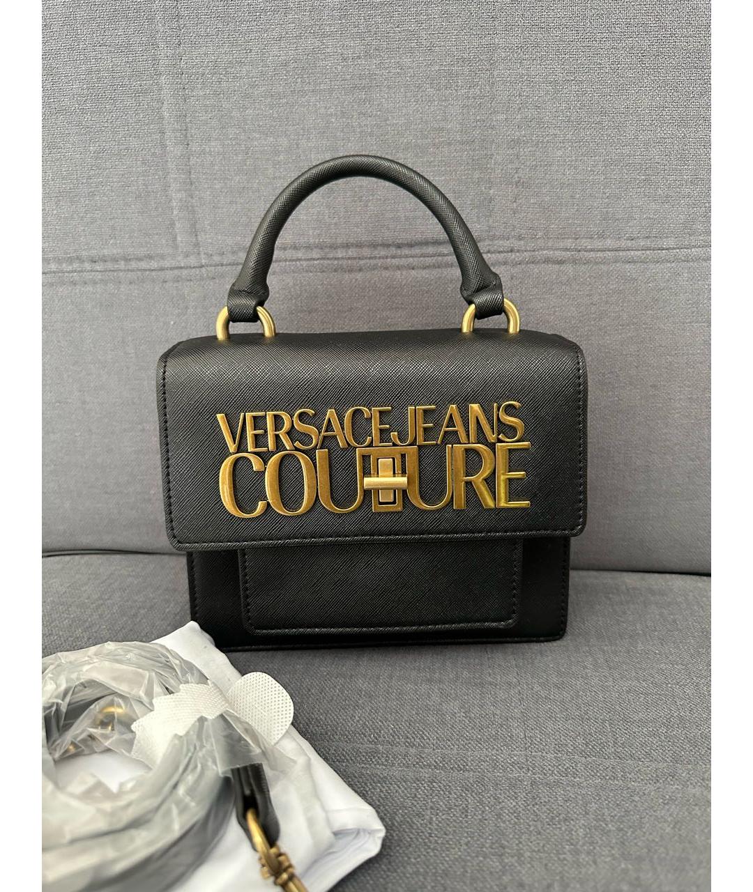 VERSACE JEANS COUTURE Черная сумка с короткими ручками из искусственной кожи, фото 2