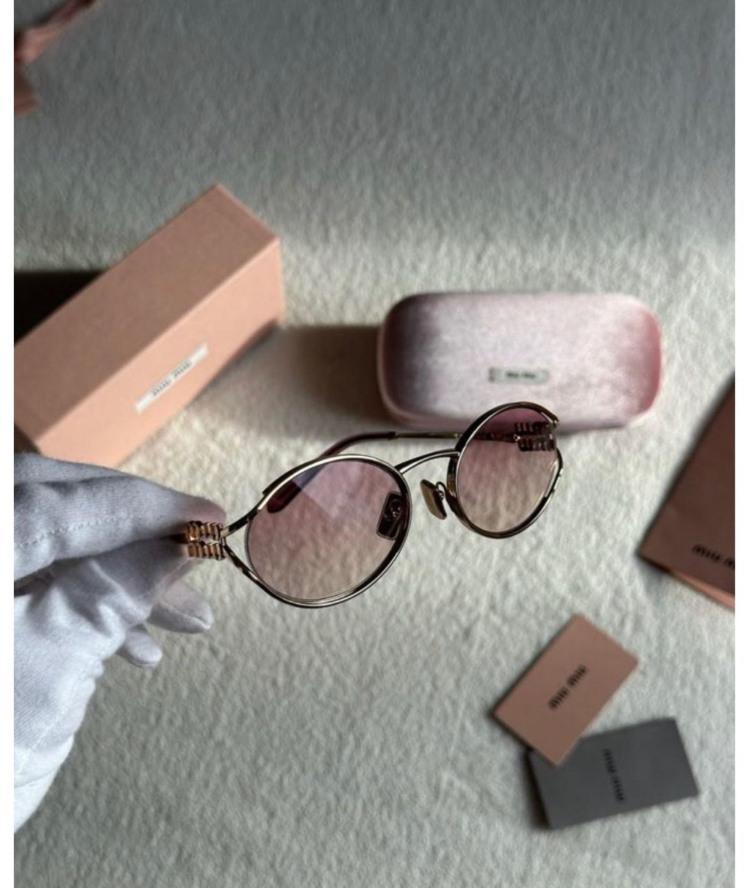 MIU MIU Розовые металлические солнцезащитные очки, фото 2