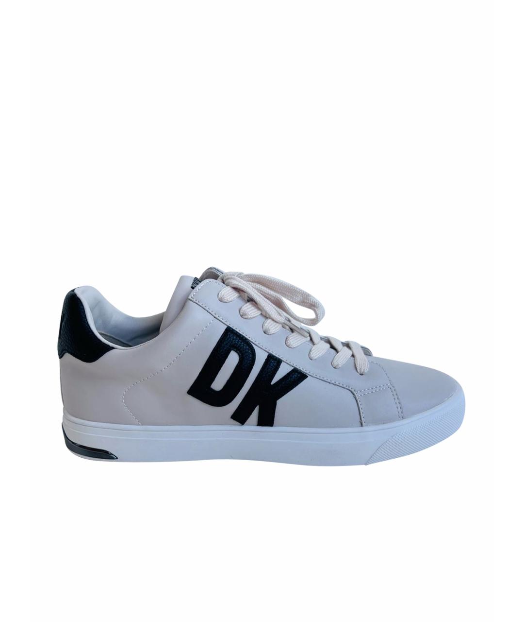 DKNY Бежевые кожаные кеды, фото 1