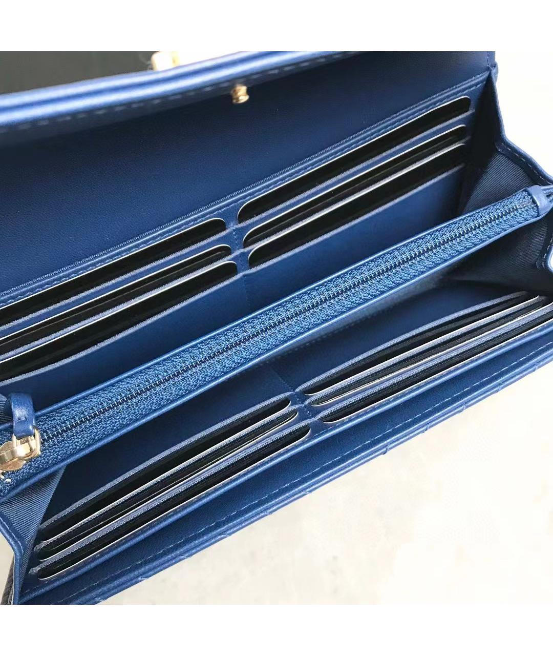 CHANEL Голубой кожаный кошелек, фото 8