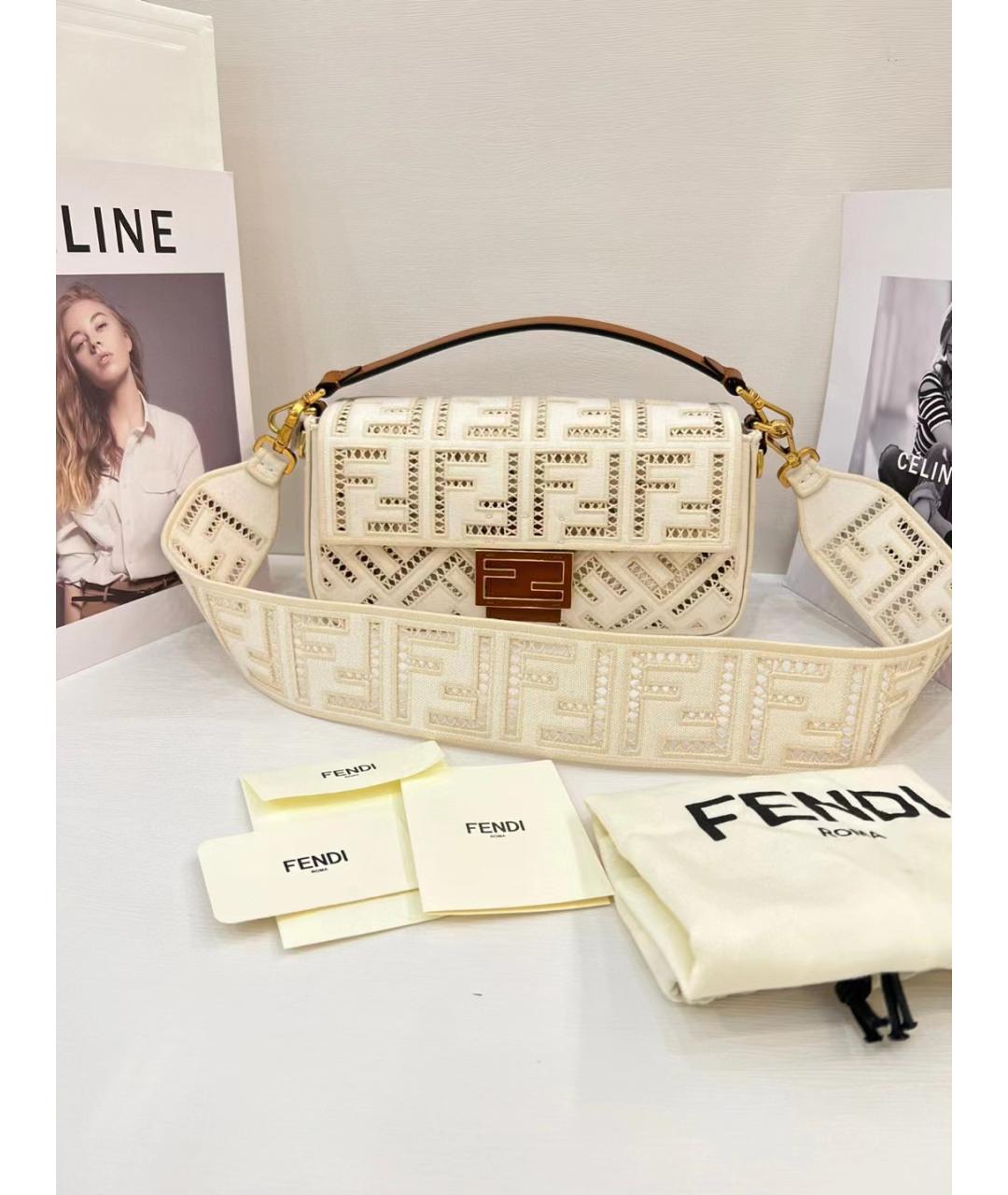 FENDI Белая сумка через плечо, фото 5