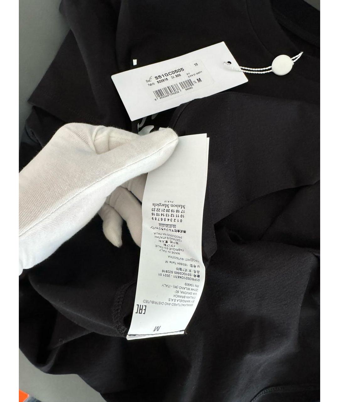 MAISON MARGIELA Черная хлопковая футболка, фото 6