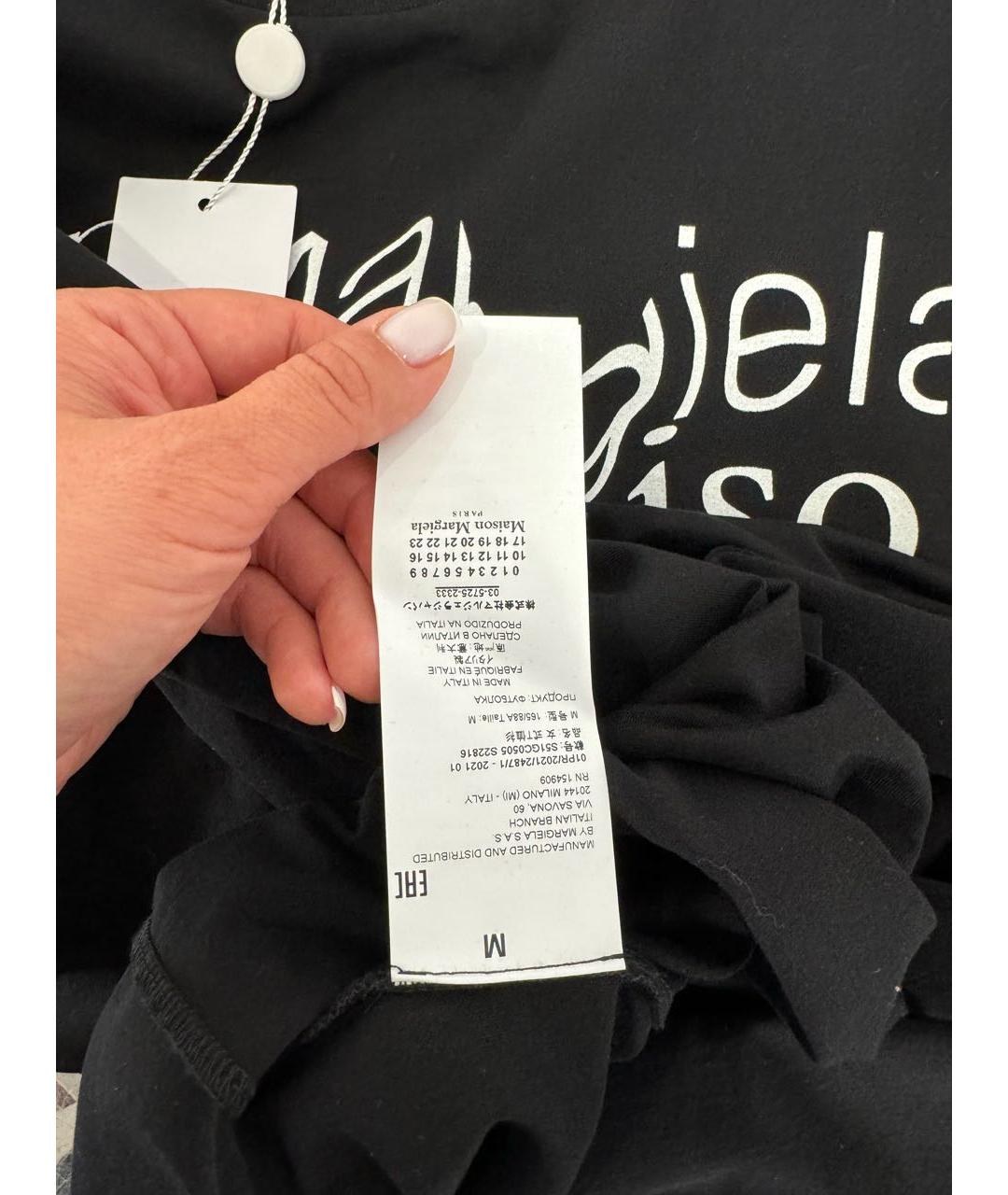 MAISON MARGIELA Черная хлопковая футболка, фото 5