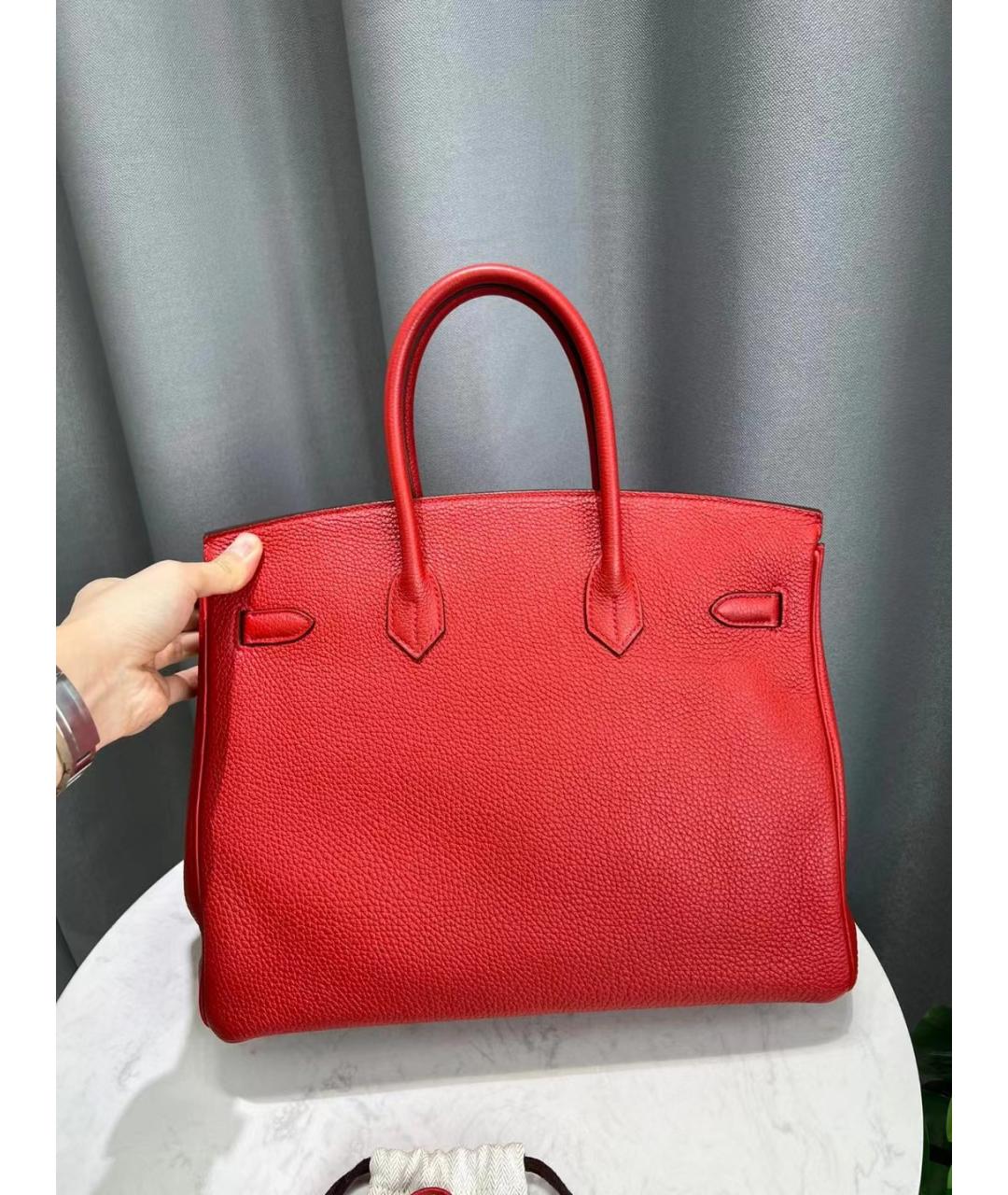 HERMES Красная кожаная сумка с короткими ручками, фото 2
