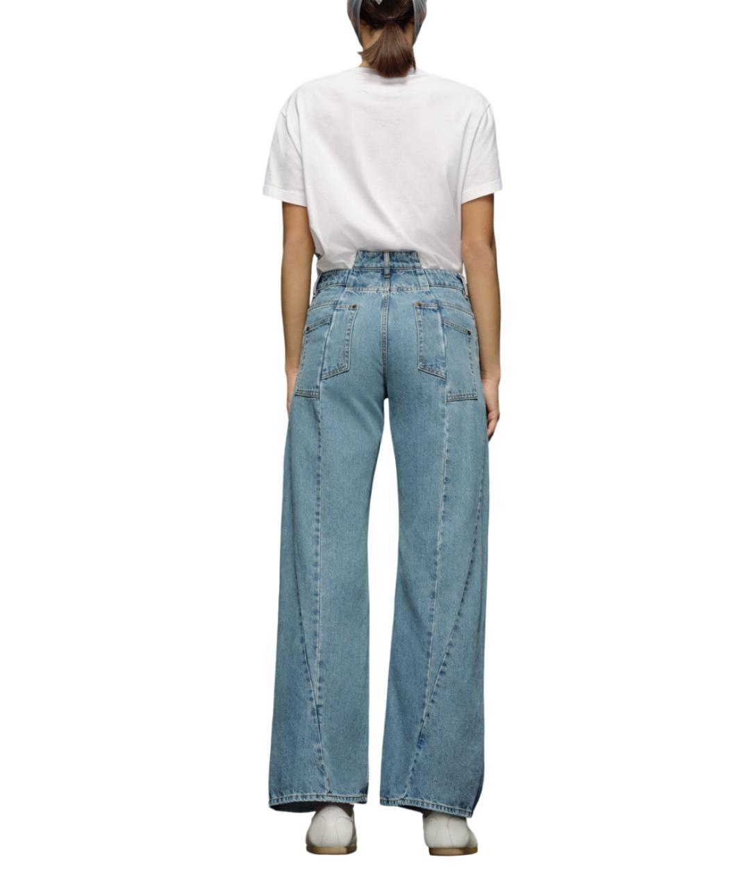 MAISON MARGIELA Голубые хлопковые прямые джинсы, фото 3