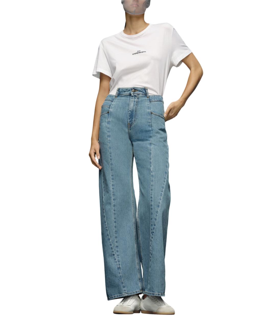 MAISON MARGIELA Голубые хлопковые прямые джинсы, фото 2