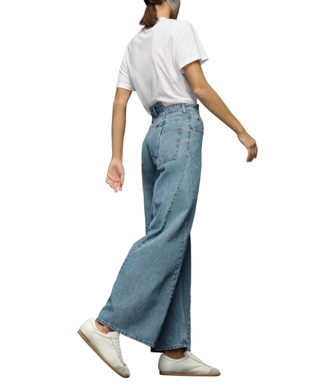 MAISON MARGIELA Голубые хлопковые прямые джинсы, фото 4