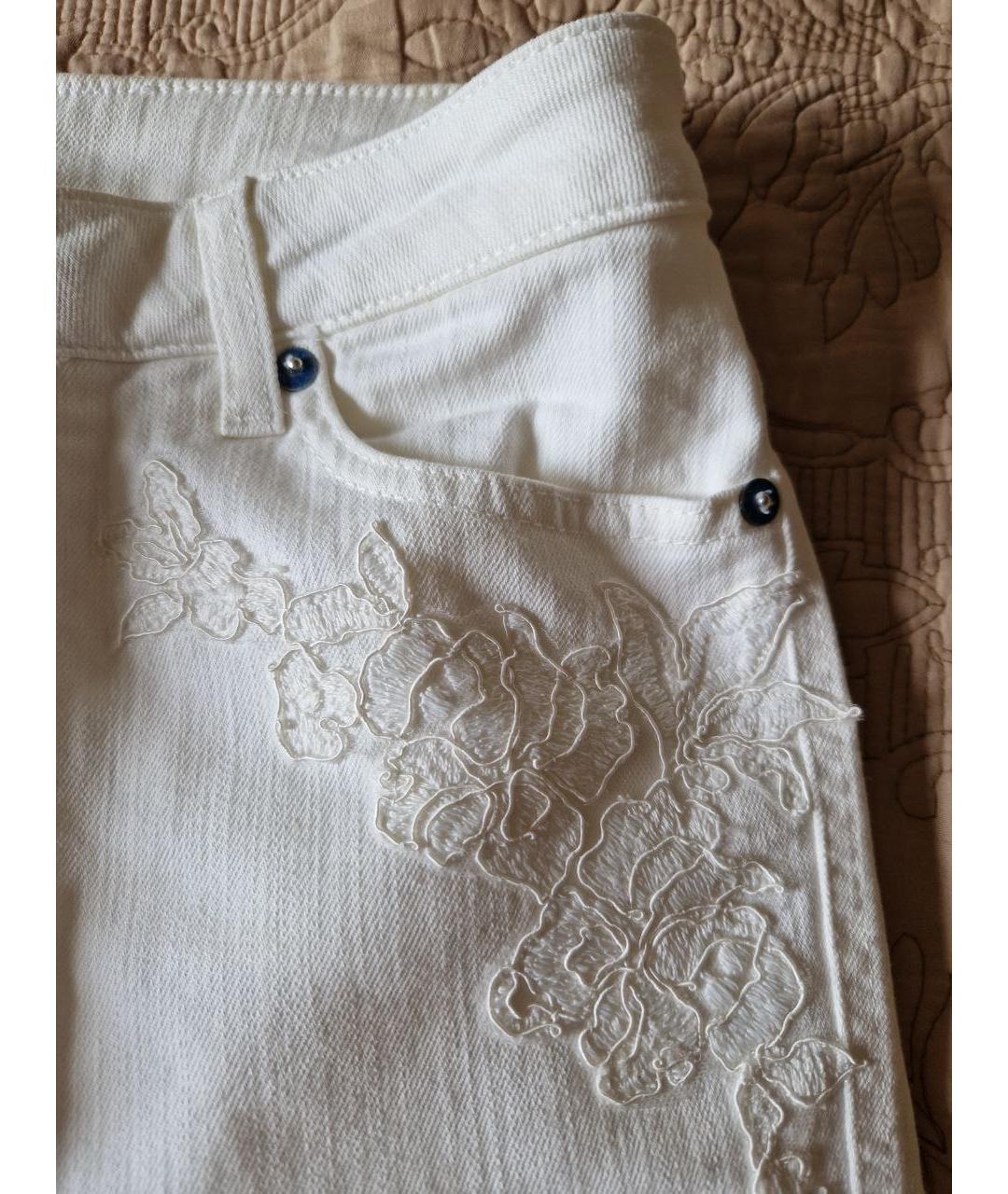 ERMANNO SCERVINO Белые хлопковые джинсы слим, фото 7