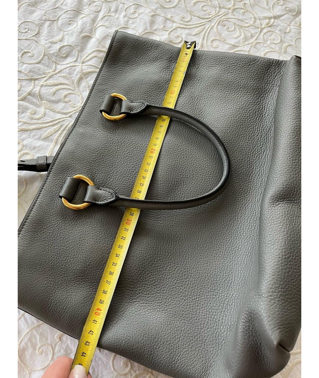 PRADA Серая кожаная сумка тоут, фото 7