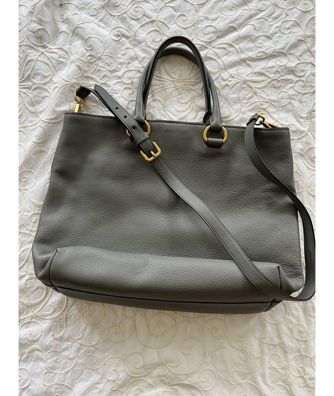 PRADA Серая кожаная сумка тоут, фото 2