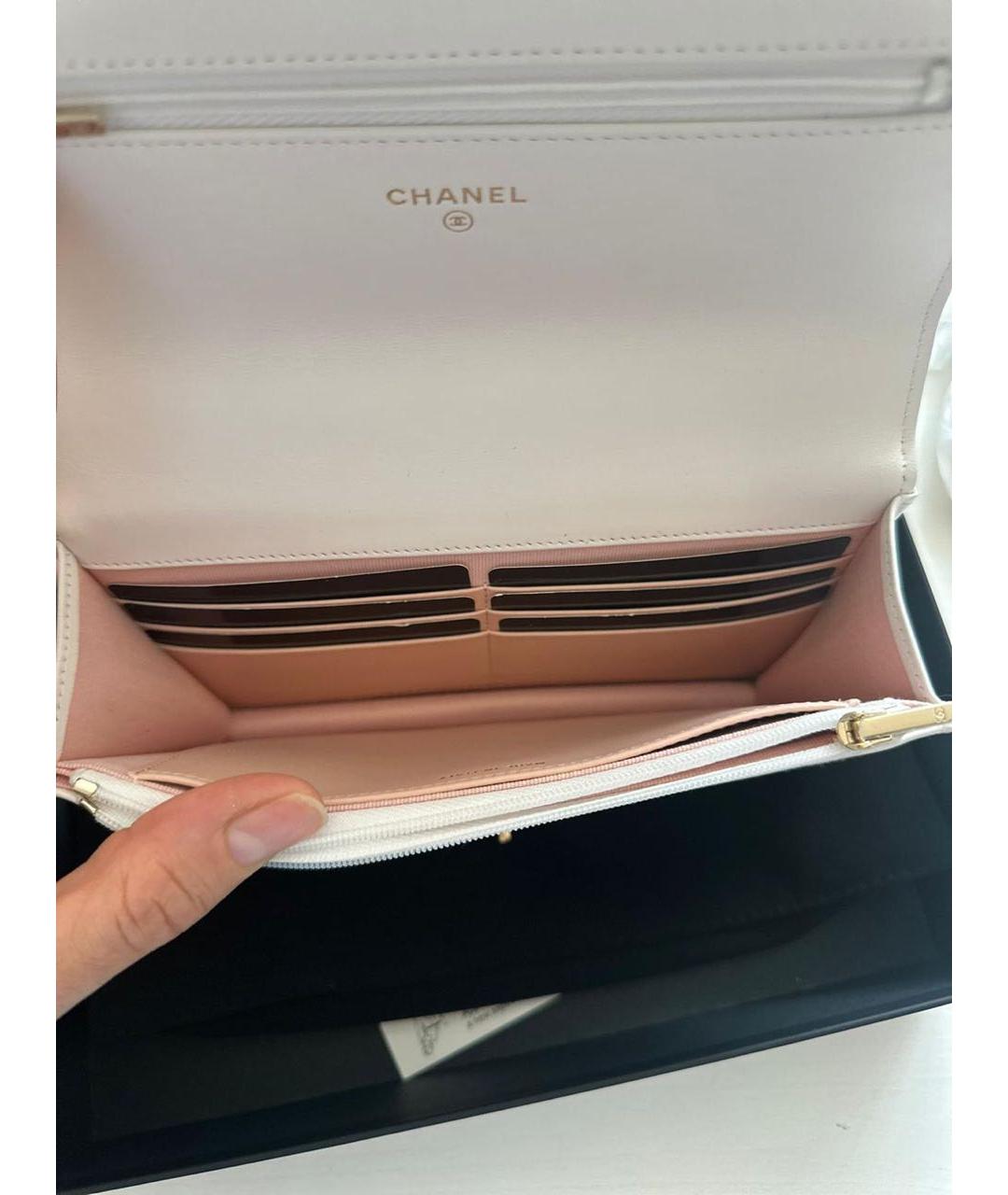 CHANEL PRE-OWNED Белая кожаная сумка через плечо, фото 4