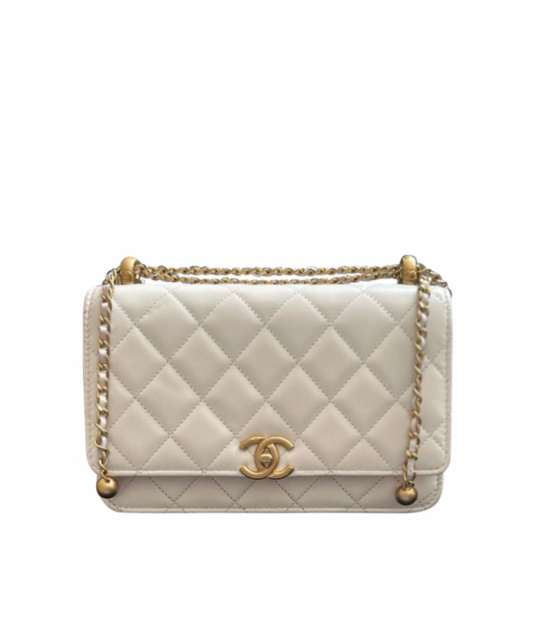 CHANEL PRE-OWNED Белая кожаная сумка через плечо, фото 1