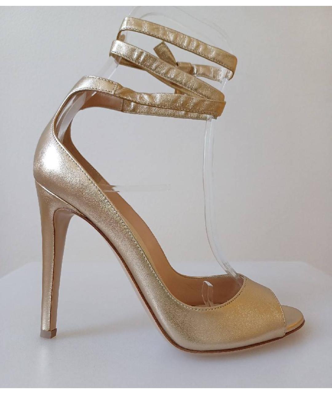 GIANVITO ROSSI Золотые кожаные туфли, фото 9