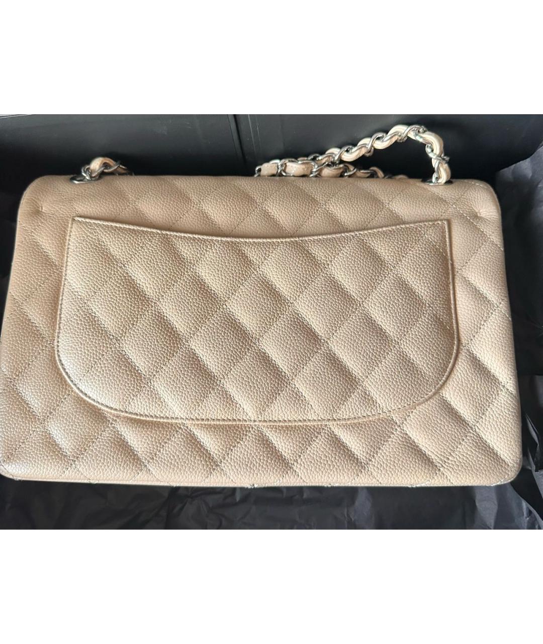 CHANEL Бежевая кожаная сумка через плечо, фото 4