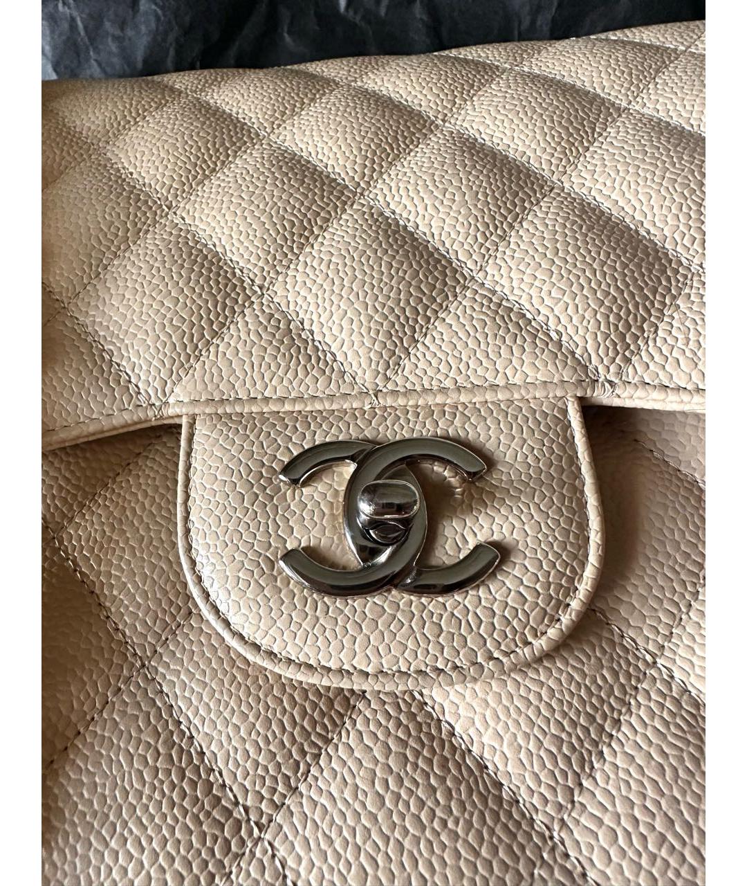 CHANEL Бежевая кожаная сумка через плечо, фото 5