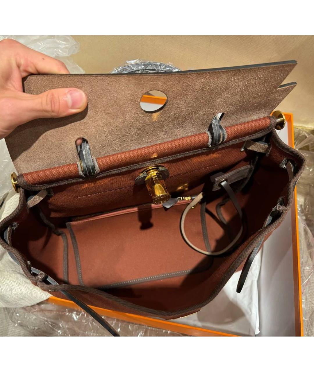 HERMES PRE-OWNED Бордовая кожаная сумка с короткими ручками, фото 8