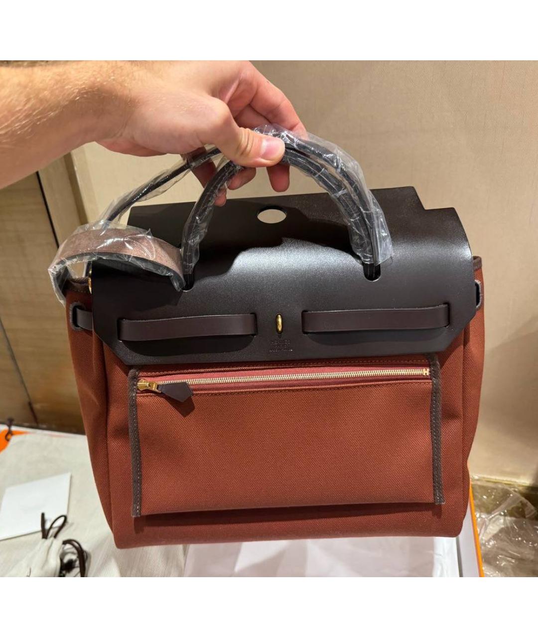 HERMES PRE-OWNED Бордовая кожаная сумка с короткими ручками, фото 3