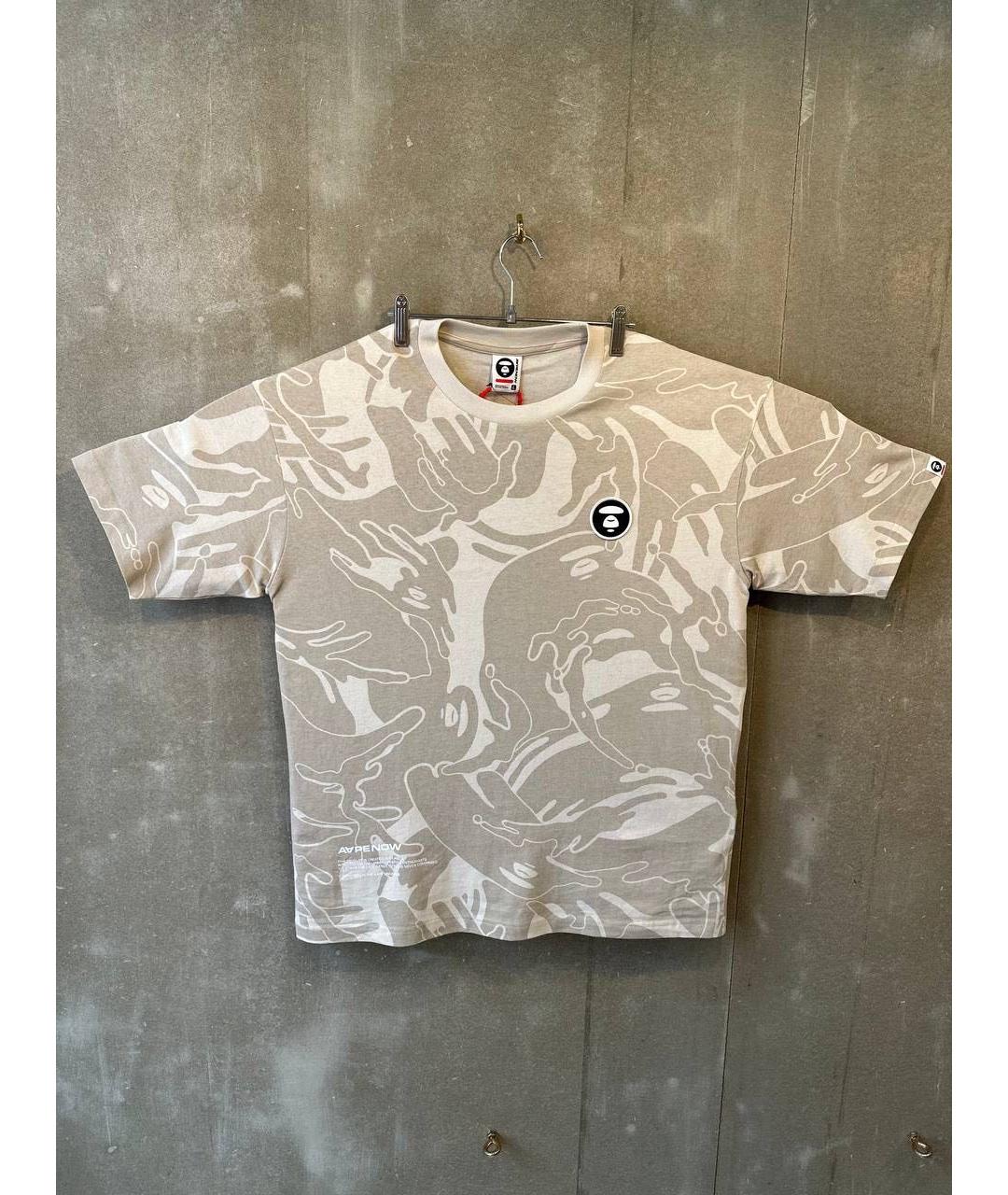A BATHING APE Бежевая хлопковая футболка, фото 7