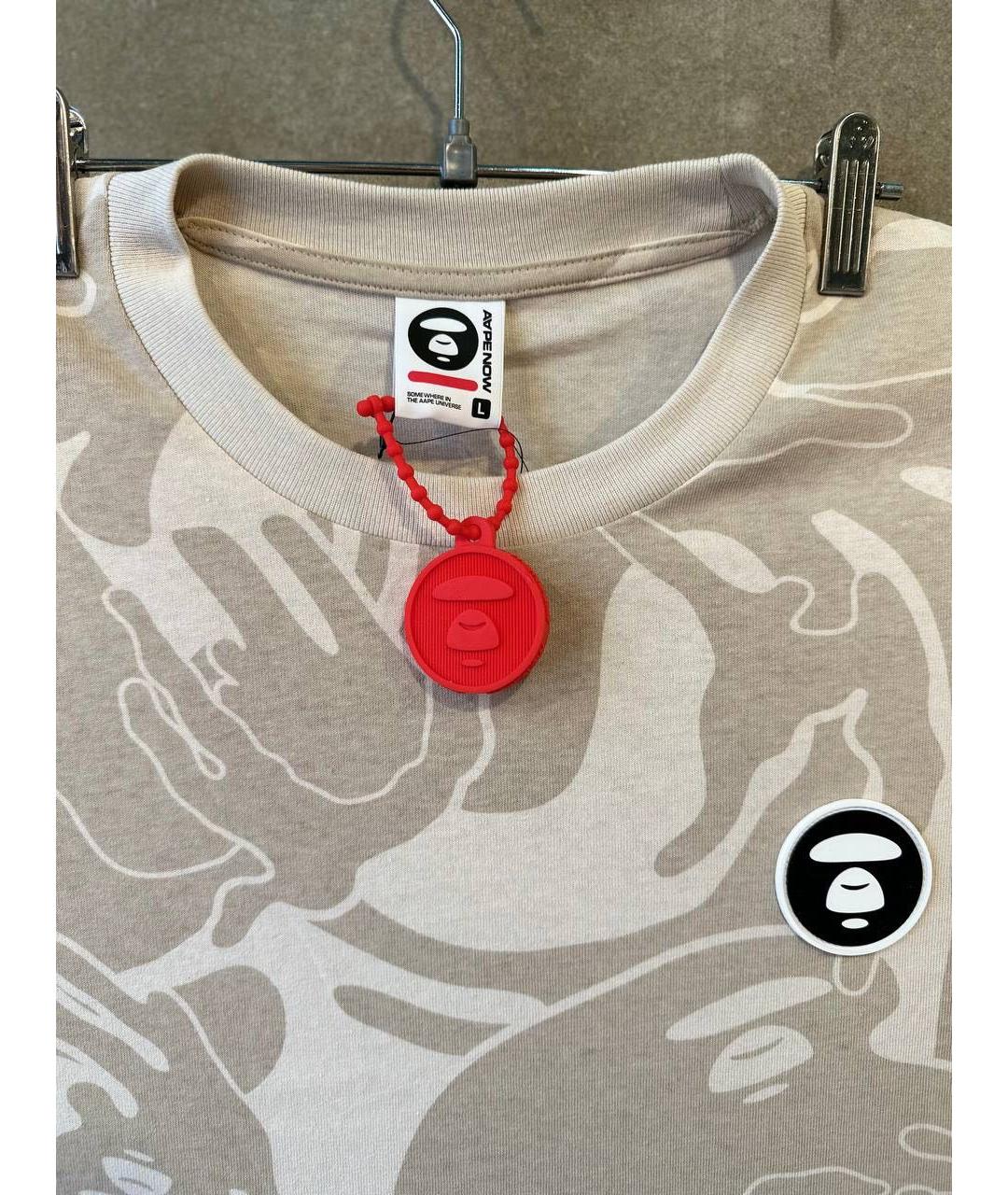 A BATHING APE Бежевая хлопковая футболка, фото 2