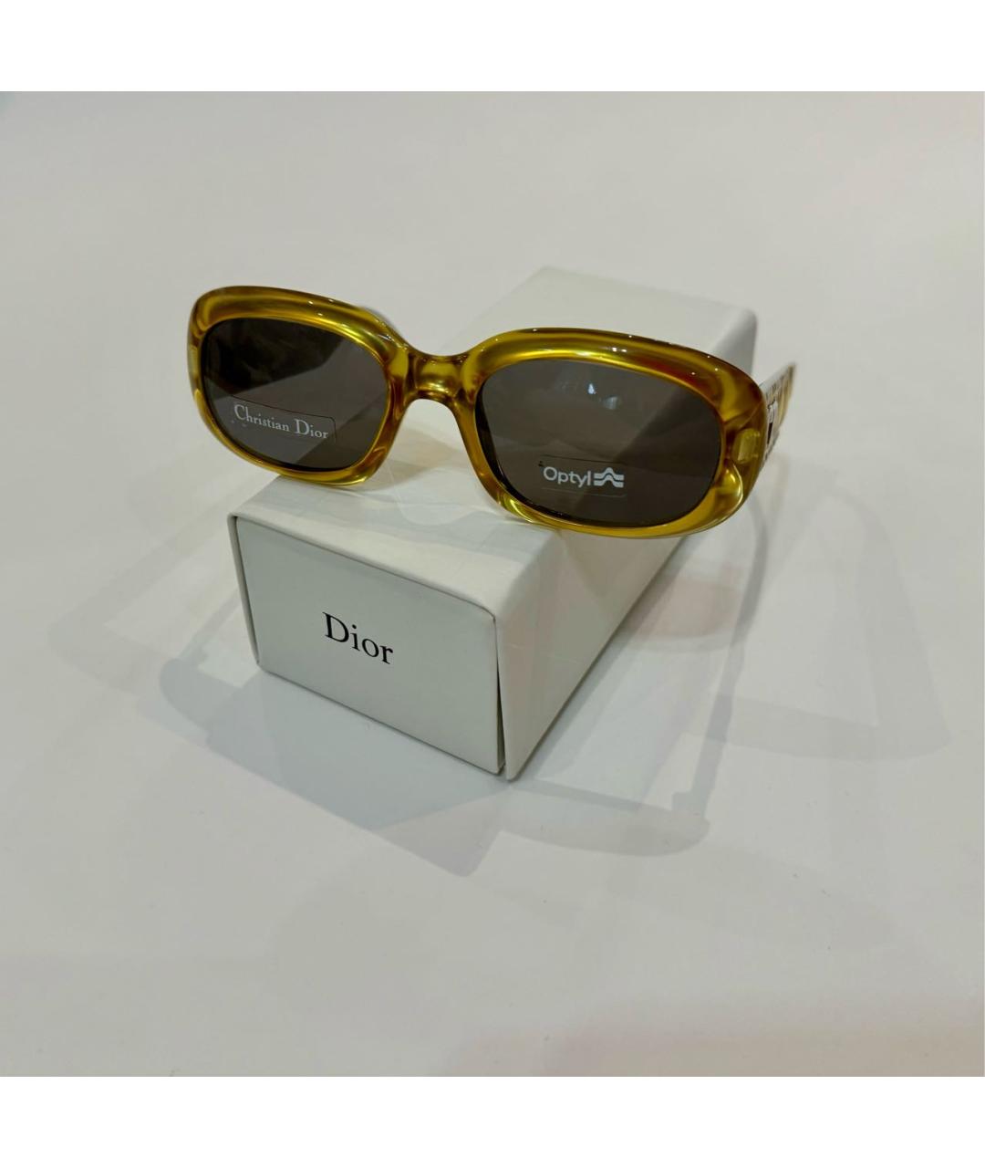 CHRISTIAN DIOR PRE-OWNED Золотые пластиковые солнцезащитные очки, фото 4