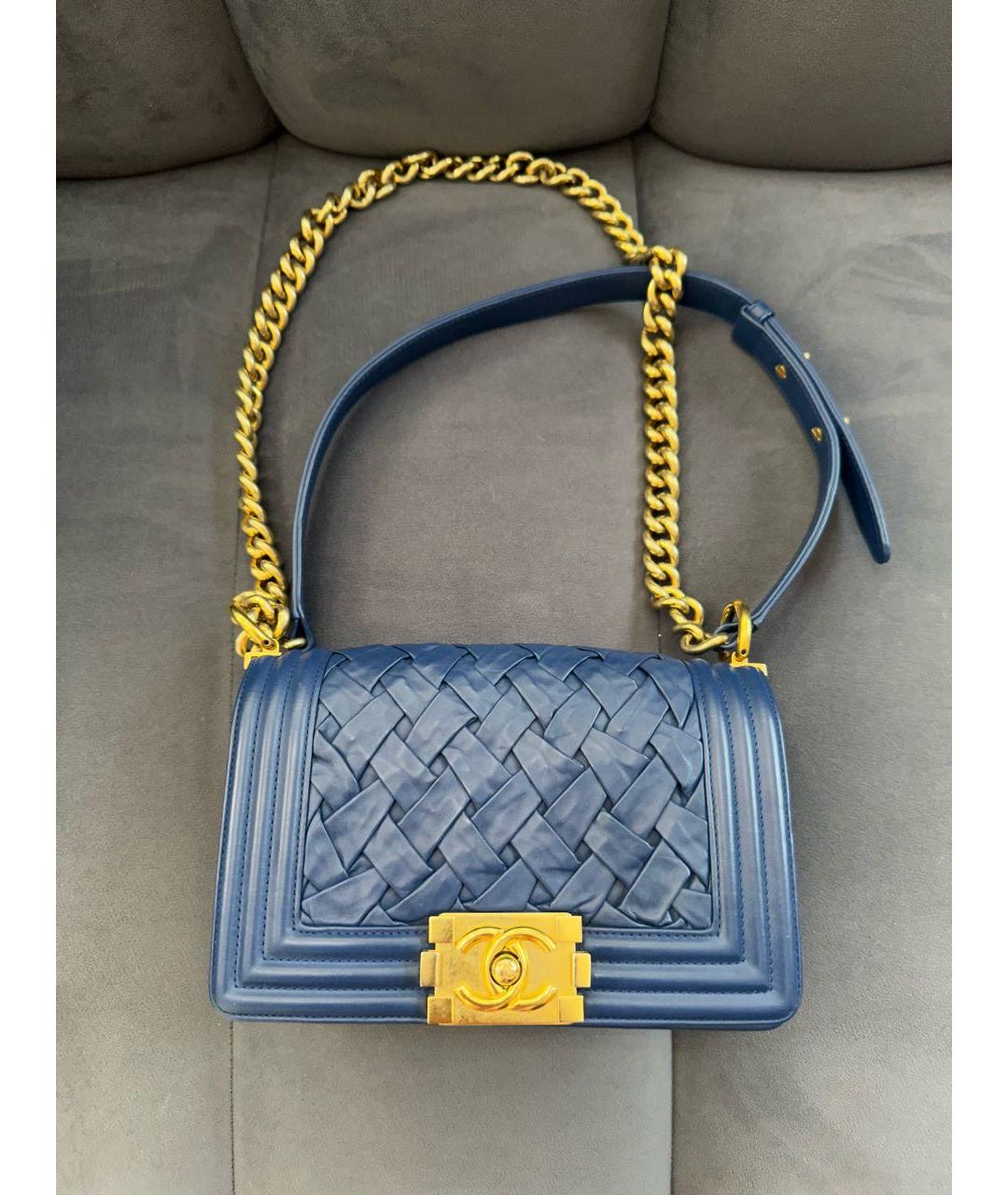 CHANEL PRE-OWNED Синяя кожаная сумка через плечо, фото 5