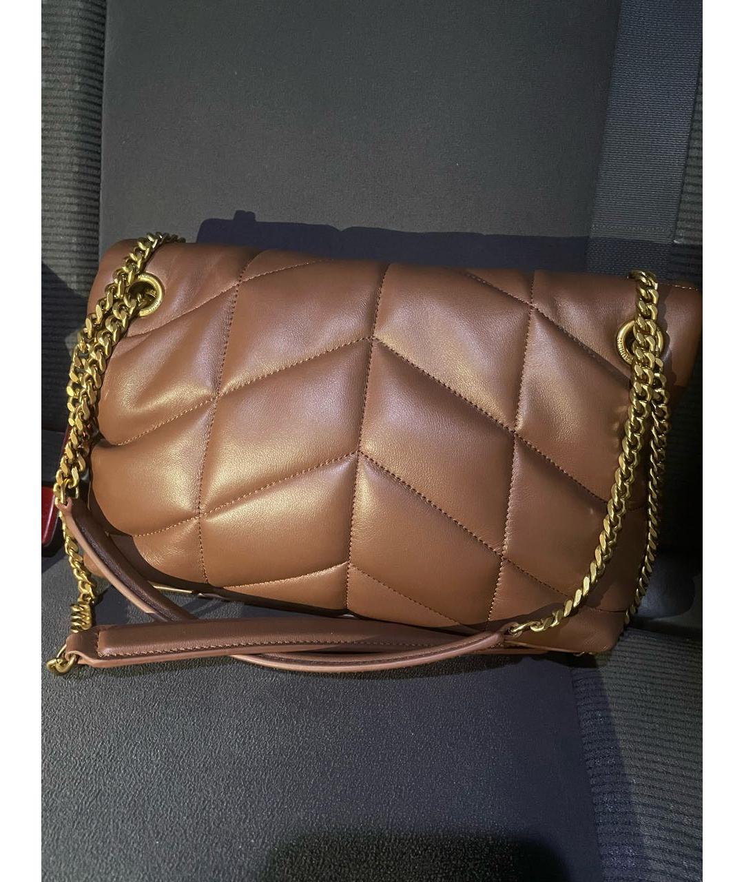 SAINT LAURENT Коричневая кожаная сумка через плечо, фото 3