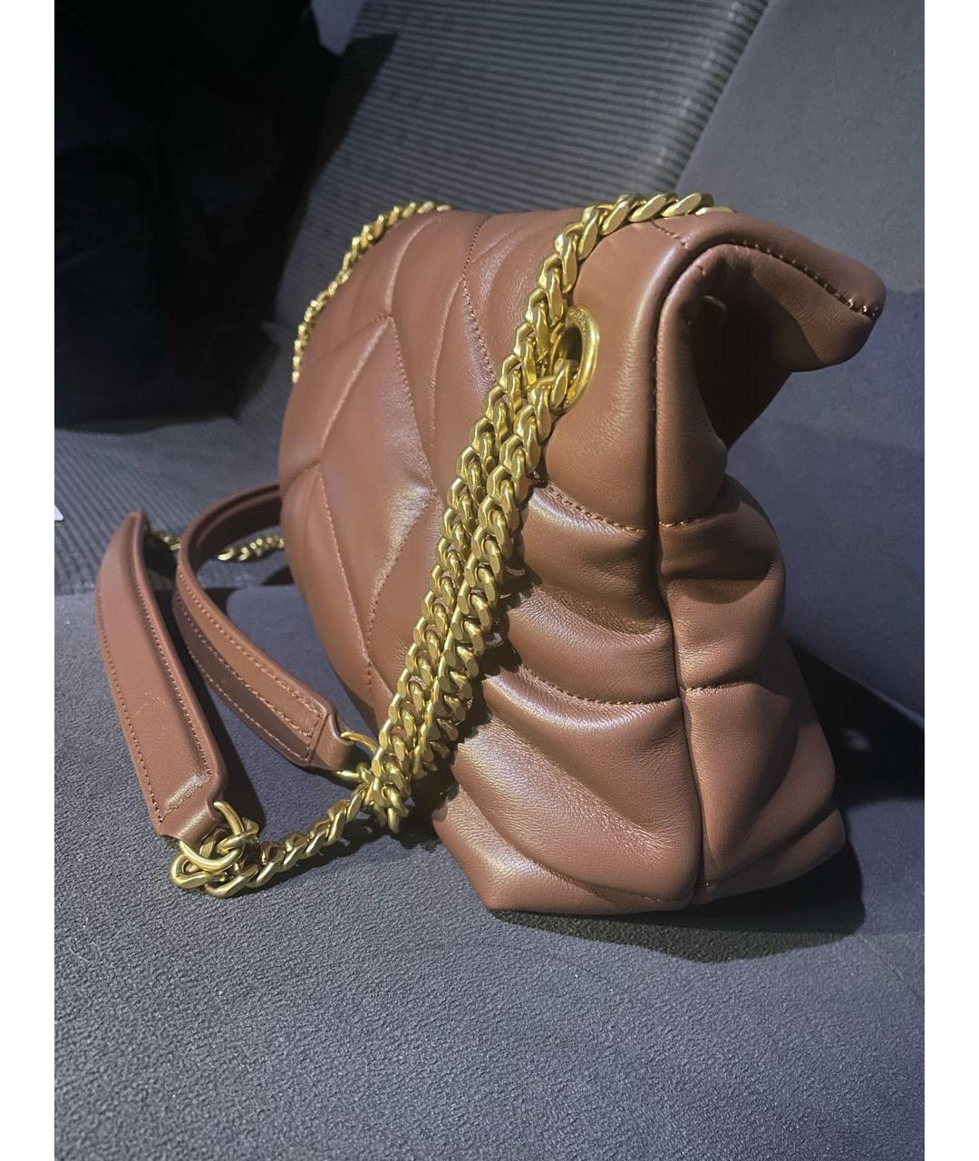 SAINT LAURENT Коричневая кожаная сумка через плечо, фото 2
