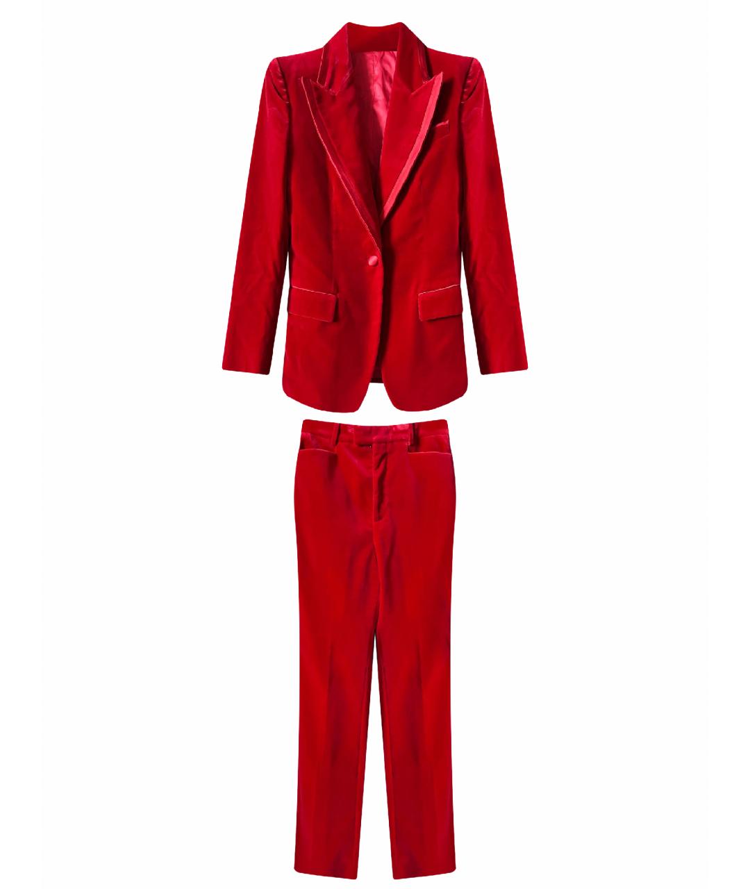 GUCCI Красный бархатный костюм с брюками, фото 1