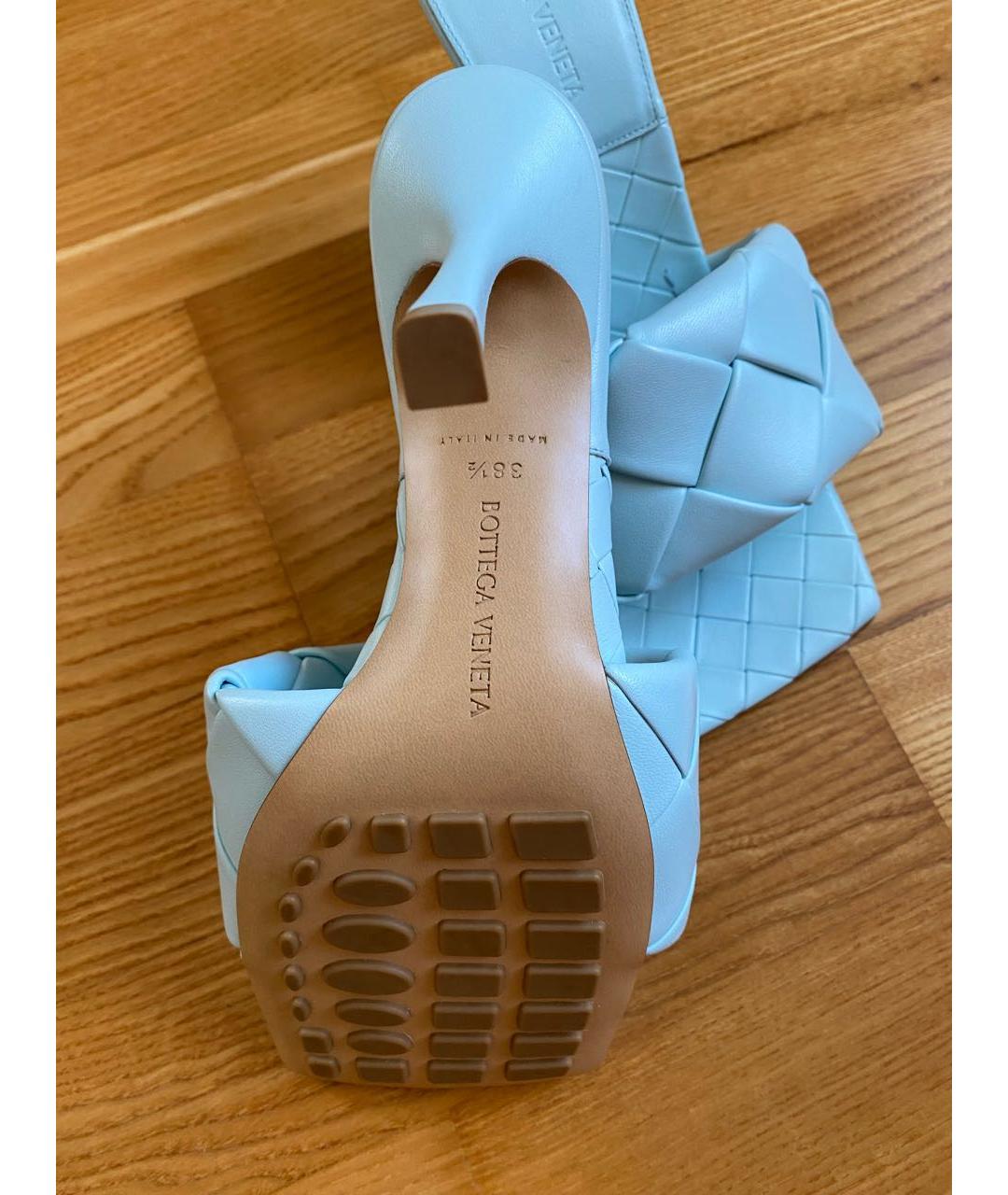 BOTTEGA VENETA Голубые кожаные мюли, фото 5
