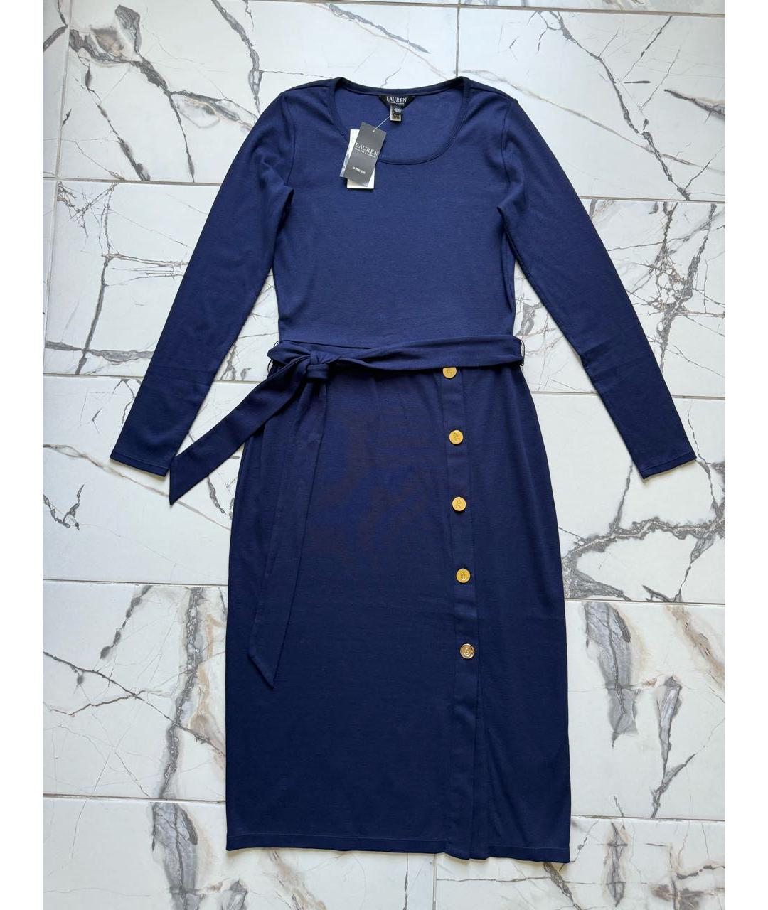 RALPH LAUREN Темно-синее хлопковое повседневное платье, фото 9