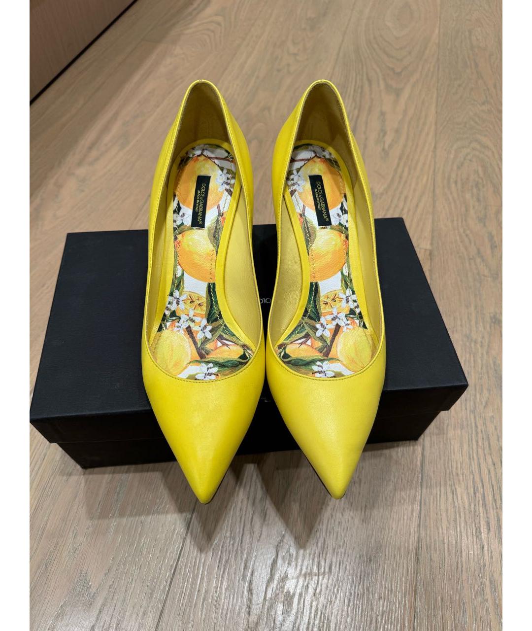 DOLCE&GABBANA Желтые кожаные туфли, фото 2