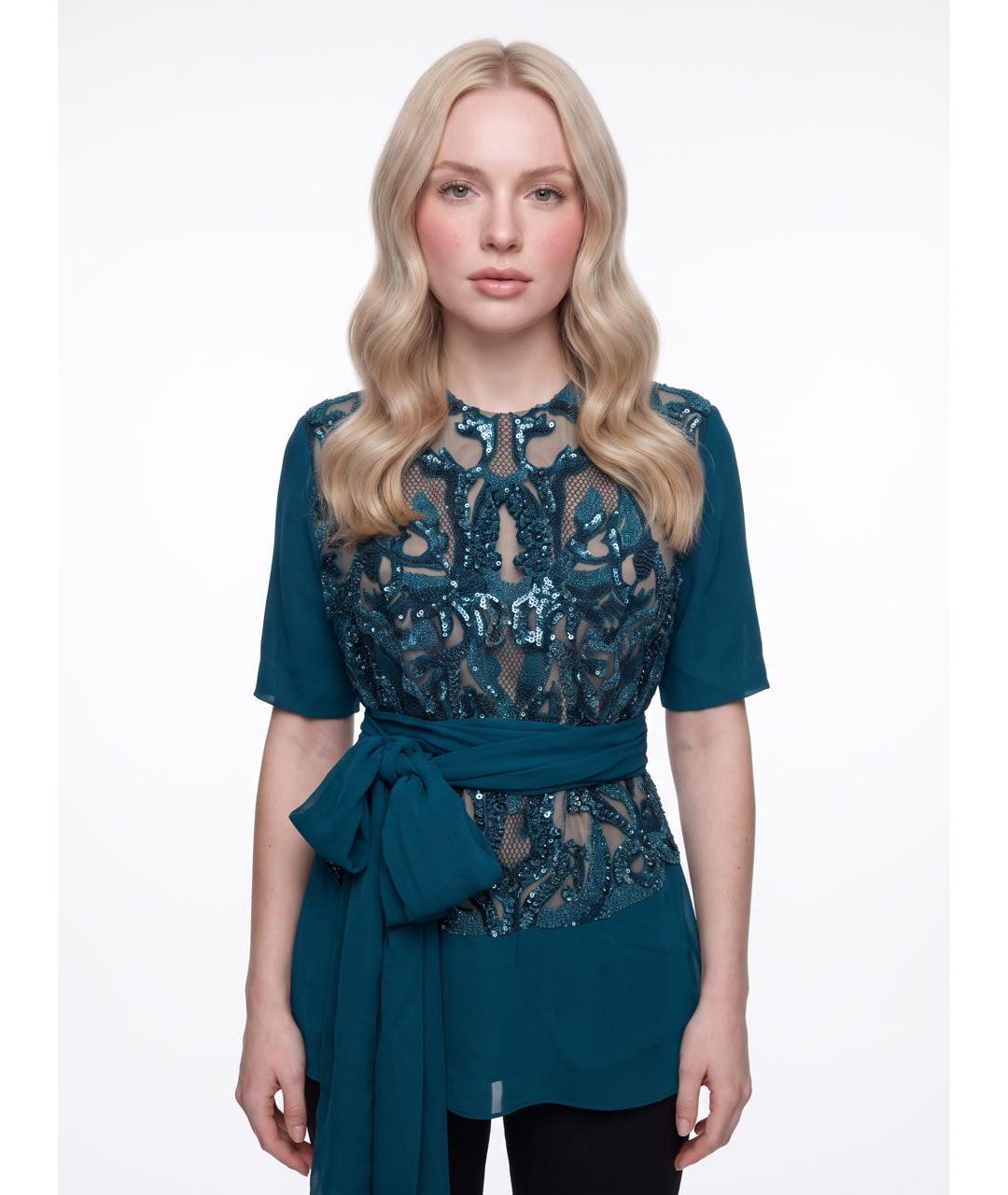 ELIE SAAB Темно-синяя шерстяная блузы, фото 8
