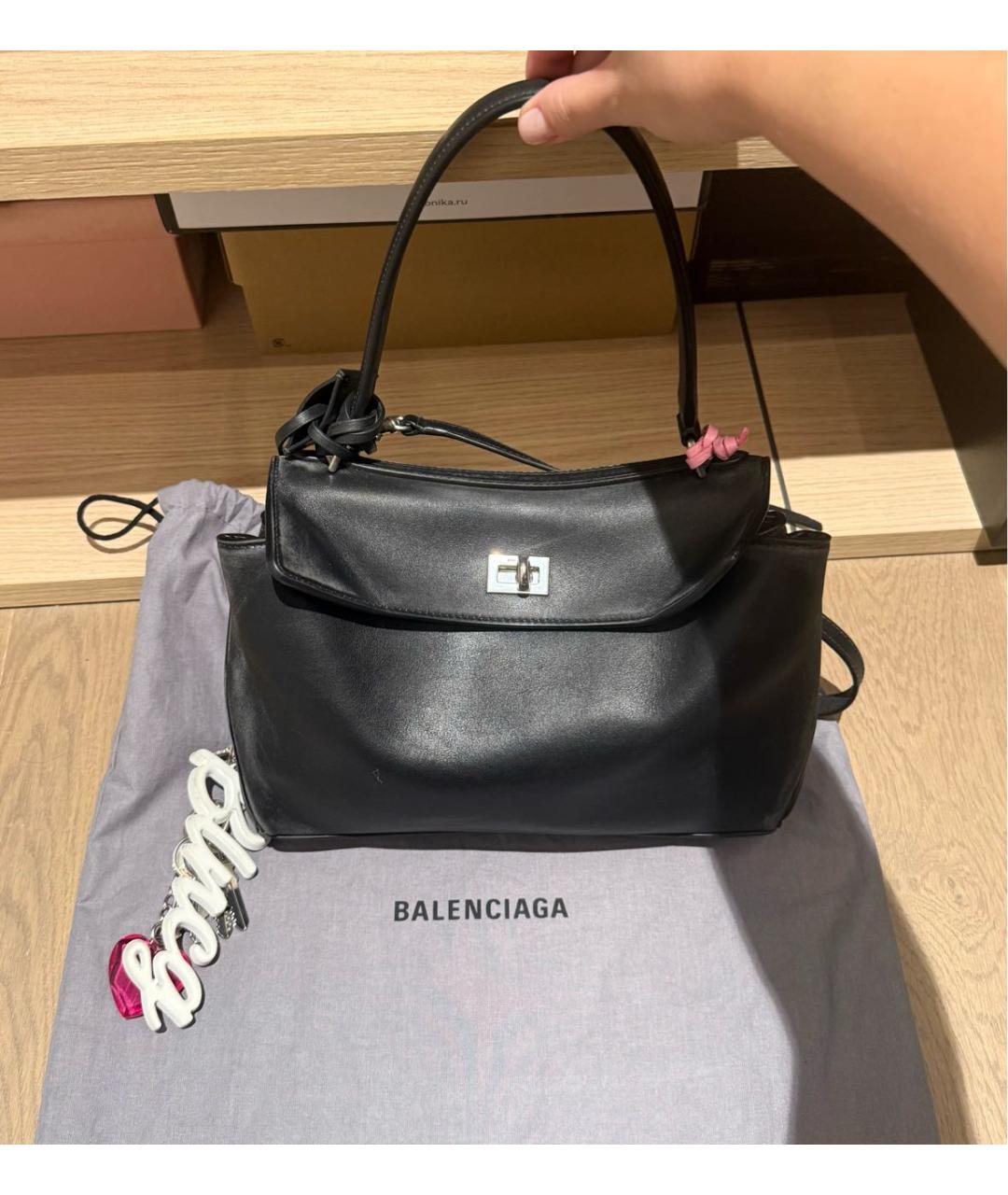 BALENCIAGA Черная кожаная сумка тоут, фото 5