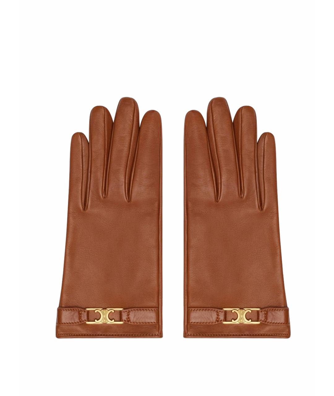 CELINE PRE-OWNED Коричневые кожаные перчатки, фото 1