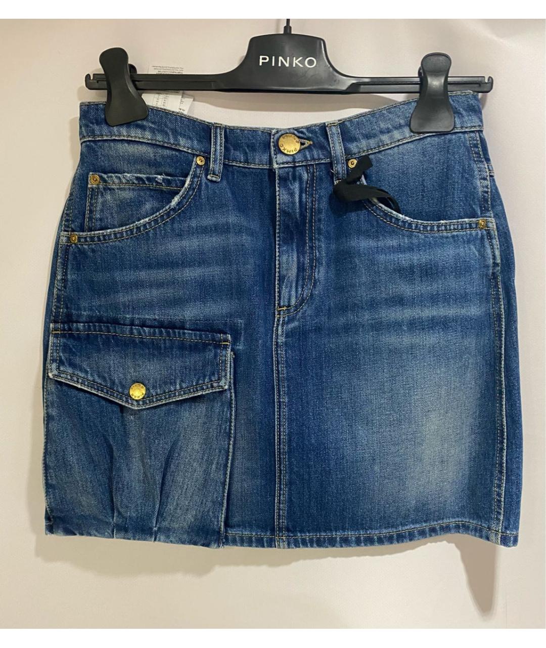 PINKO Синяя деним юбка мини, фото 7