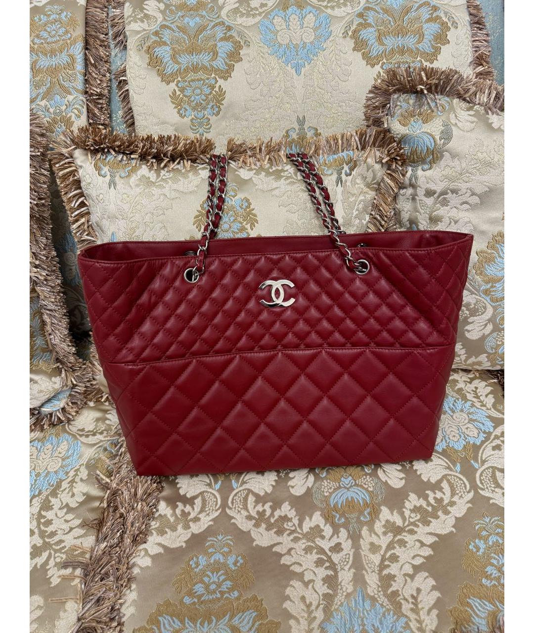 CHANEL Бордовая сумка тоут, фото 5