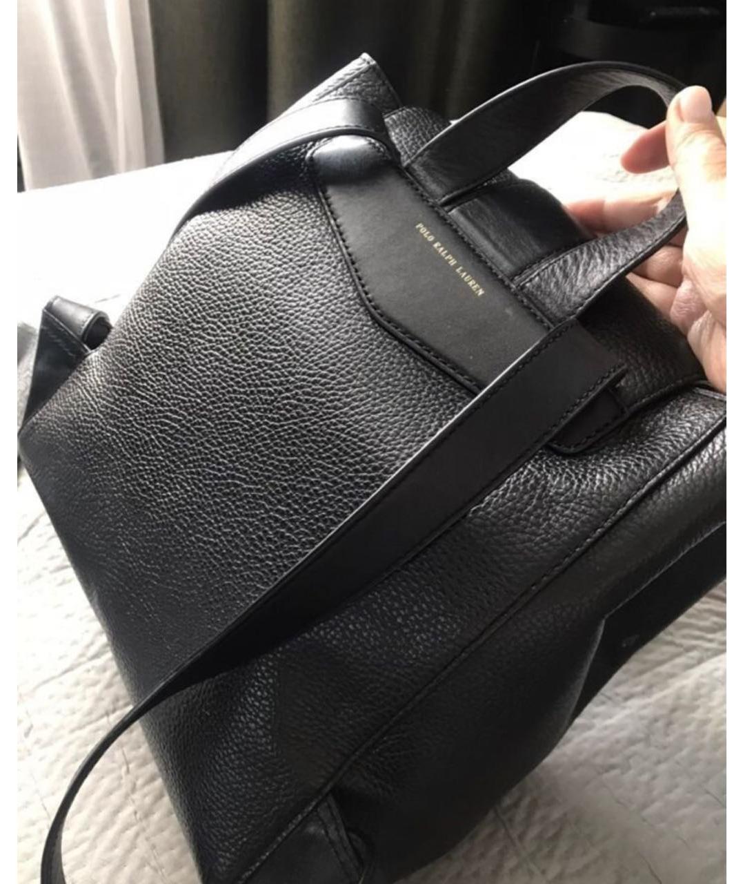 POLO RALPH LAUREN Черный кожаный рюкзак, фото 2