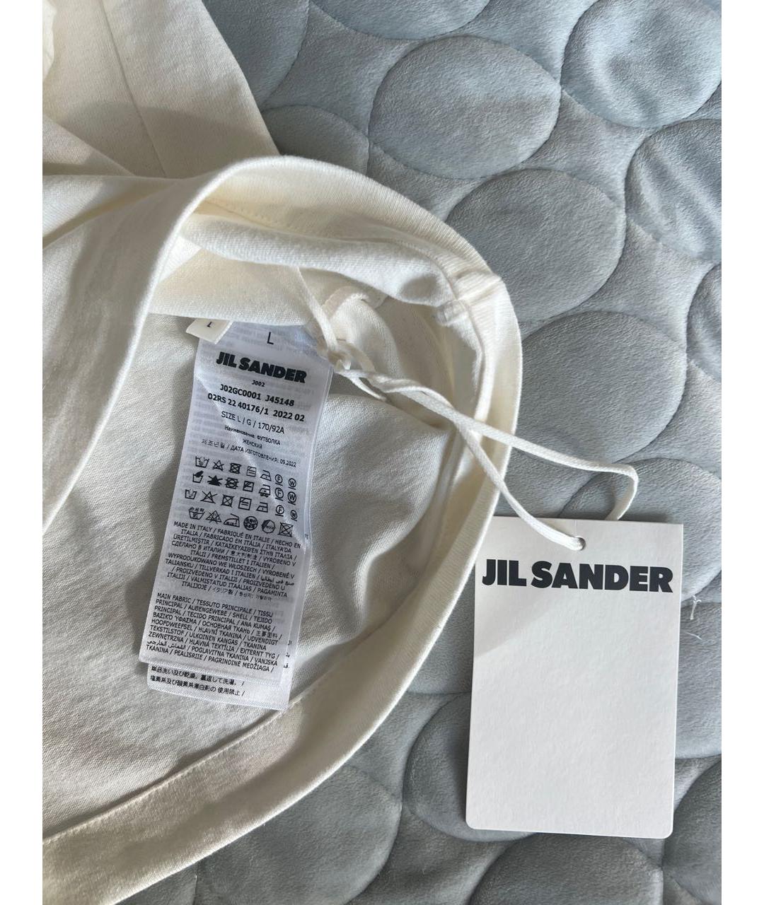 JIL SANDER Белая хлопковая футболка, фото 2