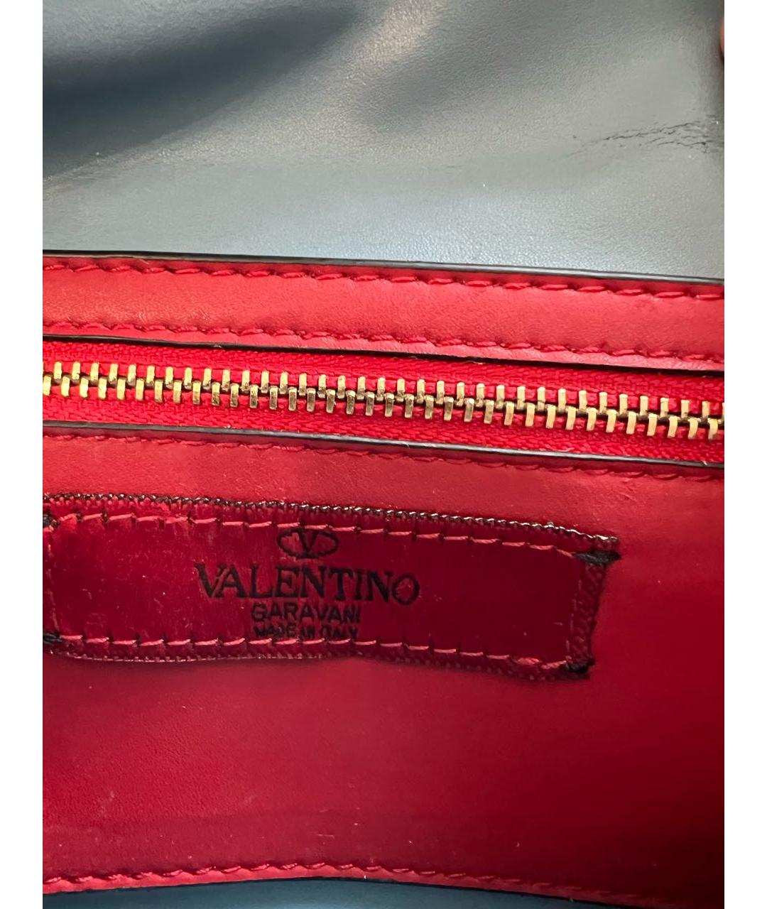 VALENTINO Голубая кожаная поясная сумка, фото 4