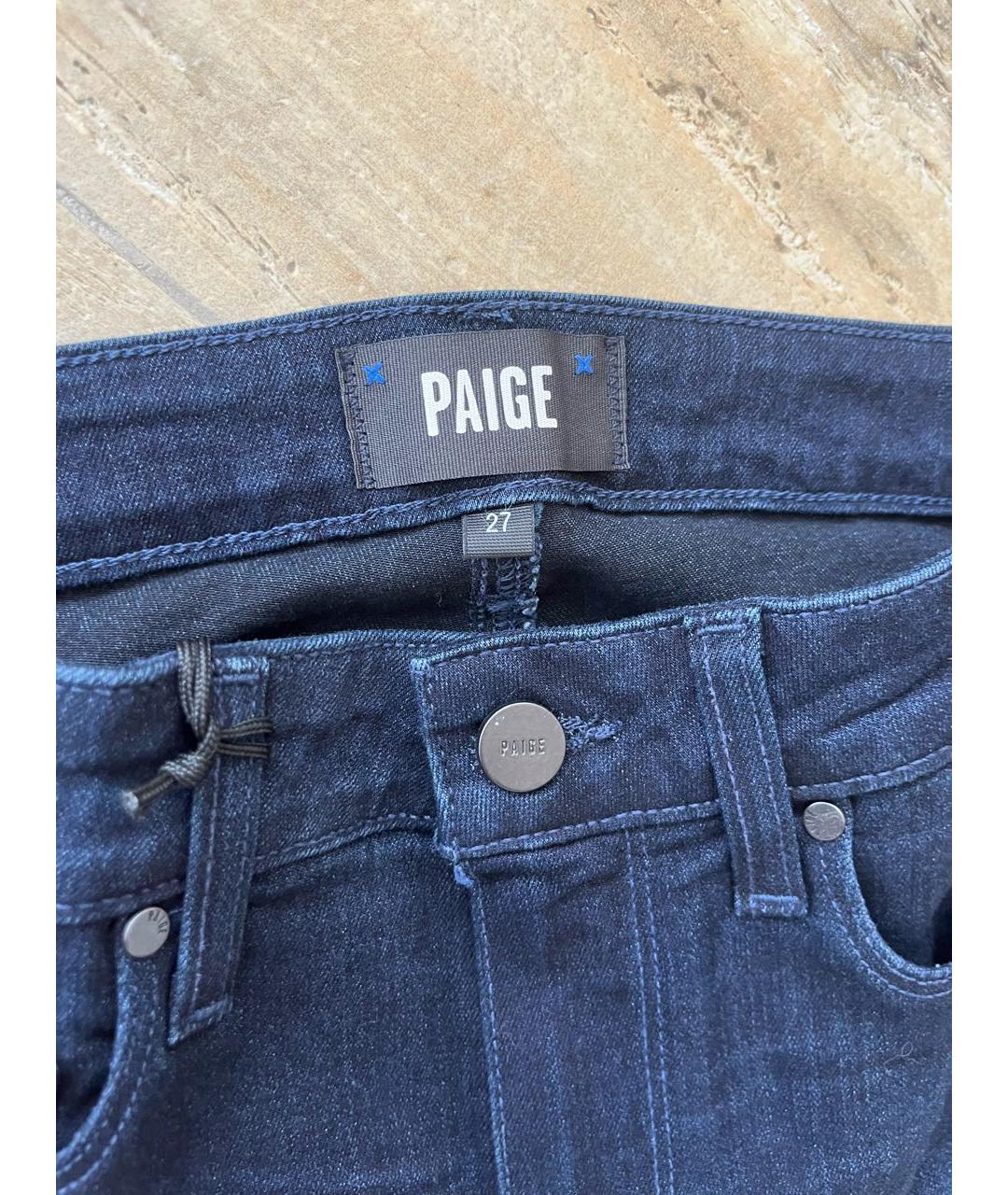 PAIGE Темно-синие хлопковые джинсы клеш, фото 3