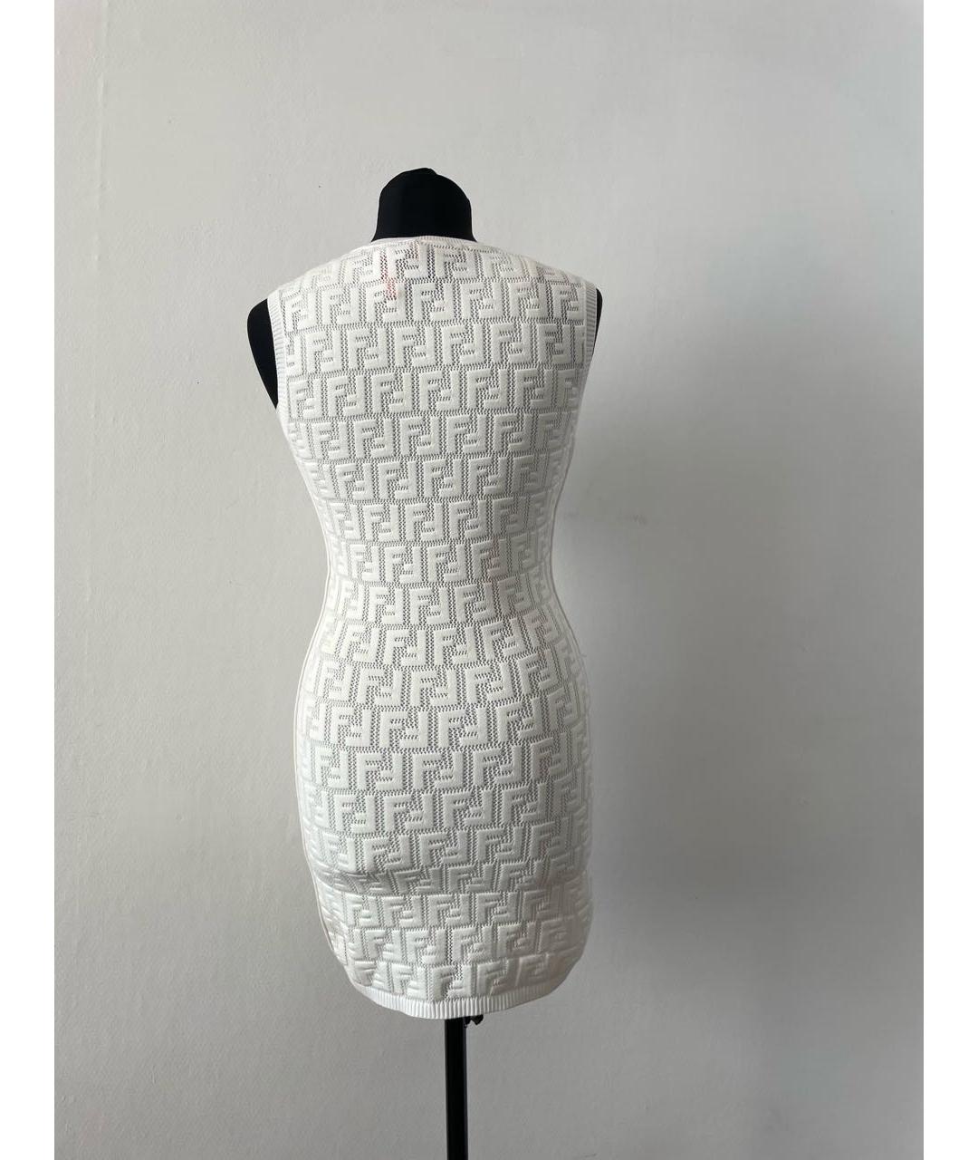 FENDI Белое вискозное повседневное платье, фото 3