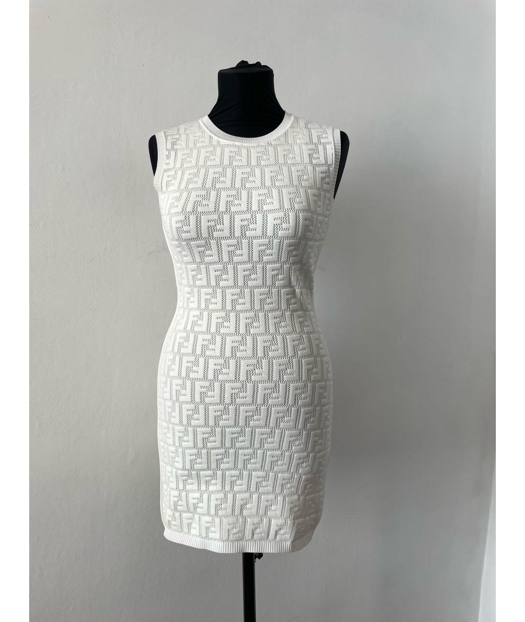 FENDI Белое вискозное повседневное платье, фото 8