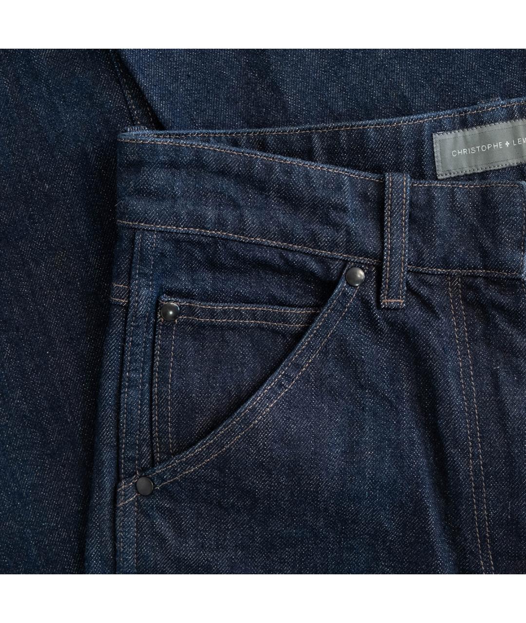 LEMAIRE Темно-синие хлопковые прямые джинсы, фото 5