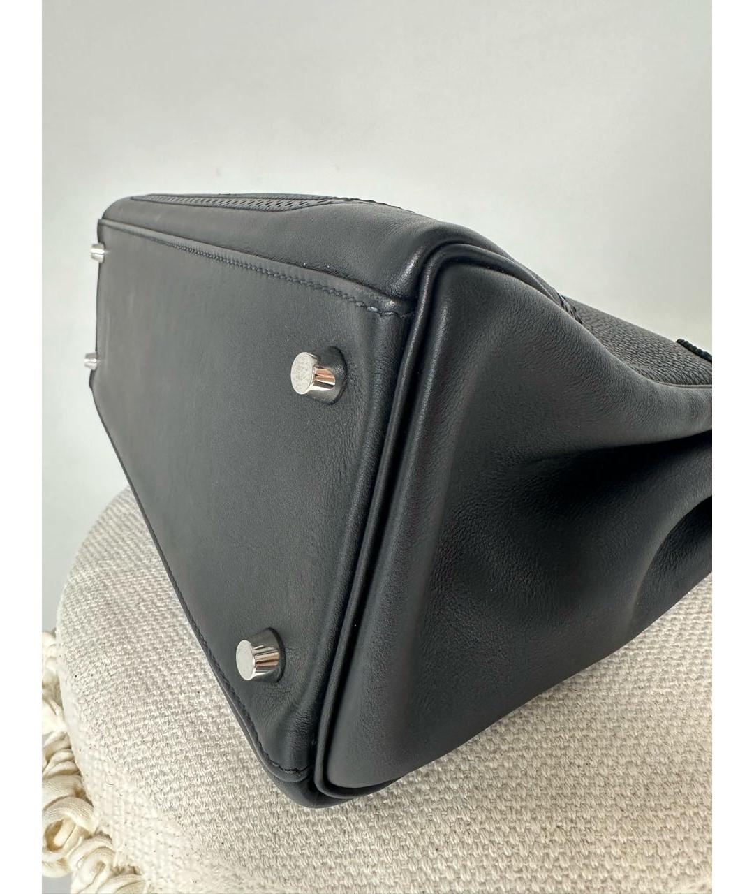HERMES Черная кожаная сумка с короткими ручками, фото 5