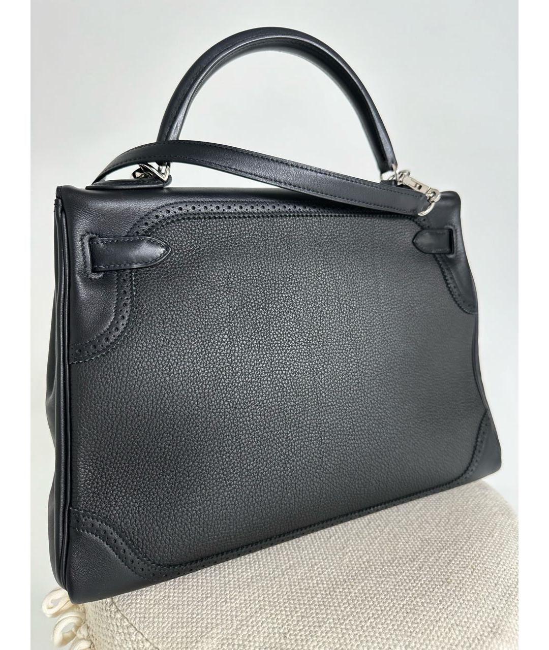 HERMES Черная кожаная сумка с короткими ручками, фото 3