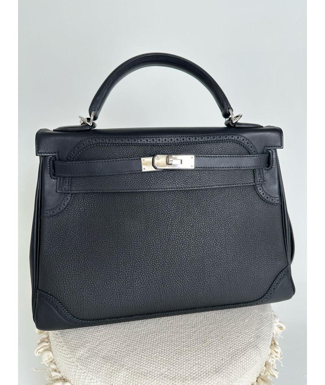 HERMES Черная кожаная сумка с короткими ручками, фото 9